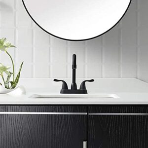 FROPO 2 Handle Black Bathroom Sink Faucet - 4 Inch Centerset Faucet Bathroom 2 or 3 Hole Lavatory Faucet Bathroom Vanity Sink Faucets with Pop-up Drain and Supply Lines Matte Black