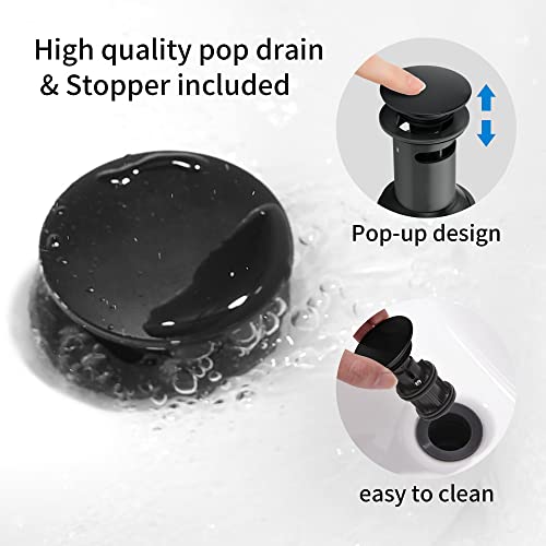 FROPO 2 Handle Black Bathroom Sink Faucet - 4 Inch Centerset Faucet Bathroom 2 or 3 Hole Lavatory Faucet Bathroom Vanity Sink Faucets with Pop-up Drain and Supply Lines Matte Black