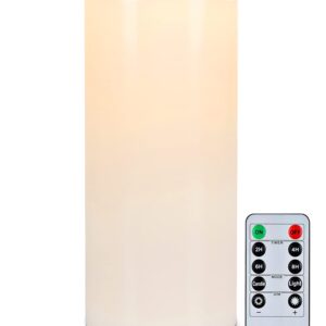 5plots 4" x 10" Single Waterproof Outdoor Flameless Candles, Battery Operated Flickering LED Pillar Candles with Remote and Timers for Indoor Outdoor Lanterns, Long Lasting, Large