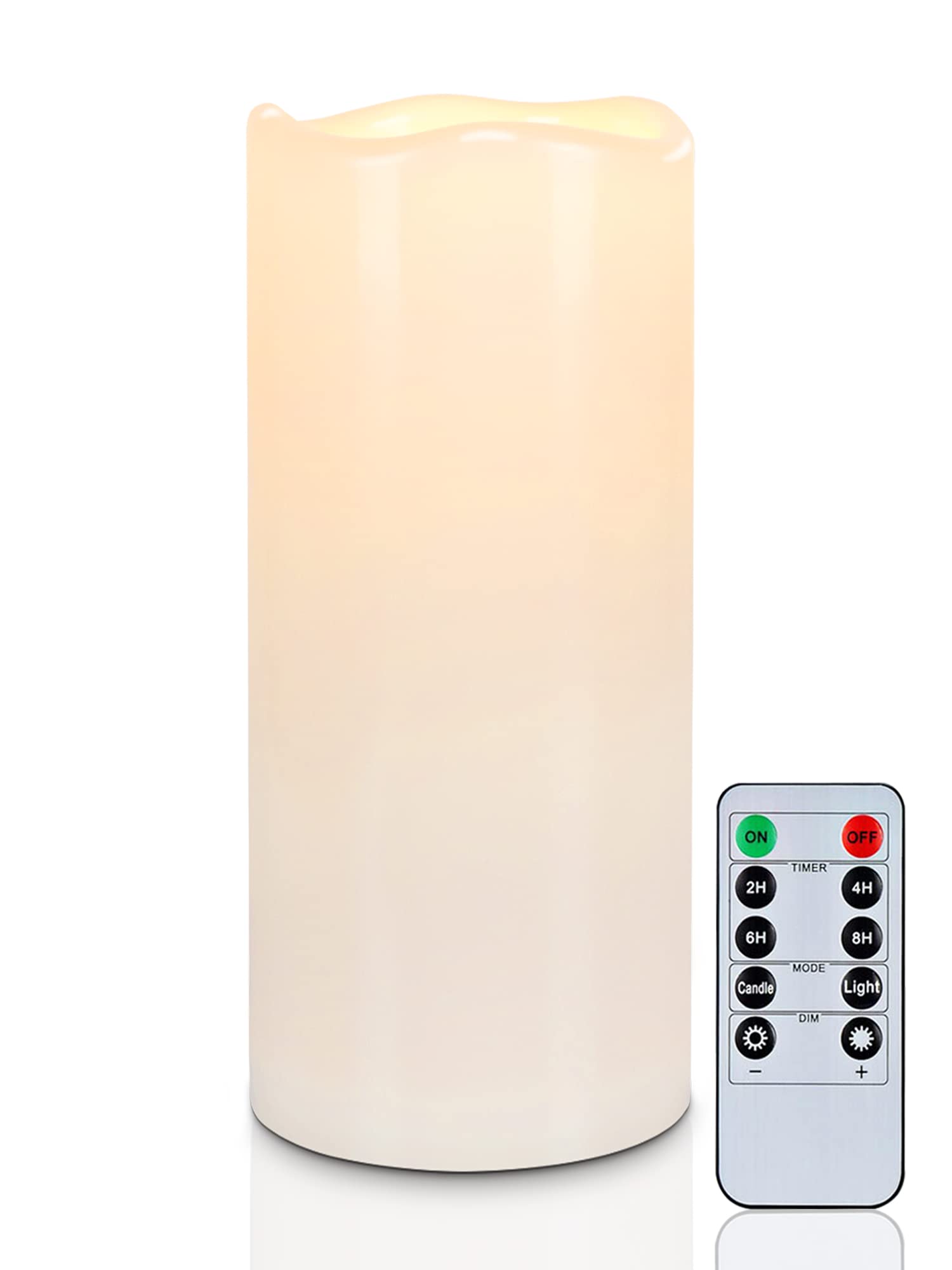 5plots 4" x 10" Single Waterproof Outdoor Flameless Candles, Battery Operated Flickering LED Pillar Candles with Remote and Timers for Indoor Outdoor Lanterns, Long Lasting, Large