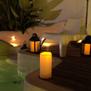 5plots 4" x 10" Single Waterproof Outdoor Flameless Candles, Battery Operated Flickering LED Pillar Candles with Remote and Timers for Indoor Outdoor Lanterns, Long Lasting, Large