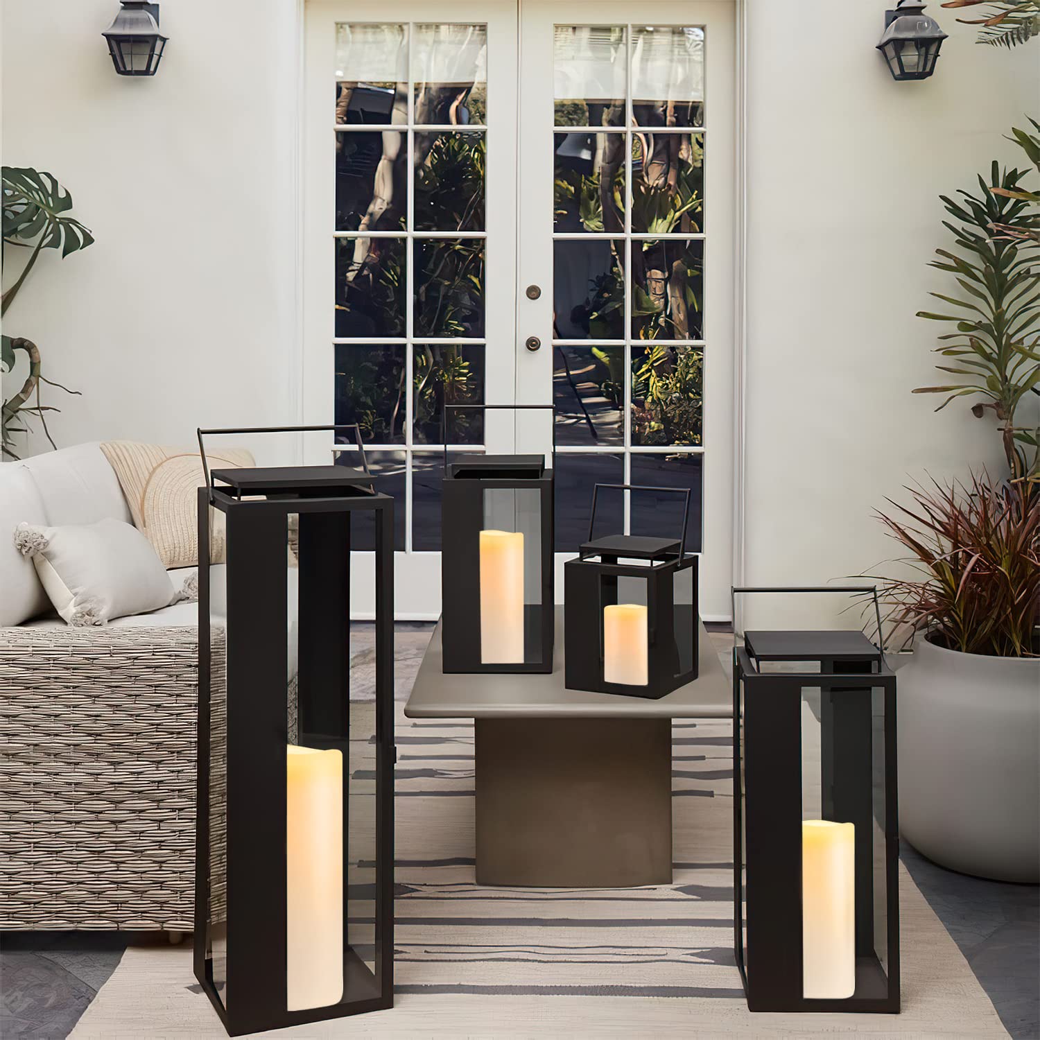 5plots 4" x 10" Single Waterproof Outdoor Flameless Candles, Battery Operated Flickering LED Pillar Candles with Remote and Timers for Indoor Outdoor Lanterns, Long Lasting, Large