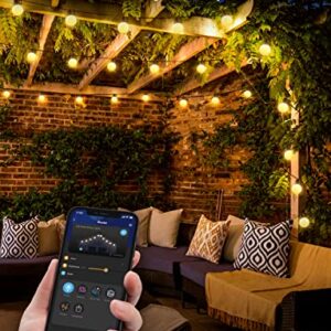 Govee Outdoor Lights, 50ft G40 APP Control String Lights with 6 Scene Modes, IP65 Waterproof Shatterproof Outdoor String Lights with 25 Dimmable Warm White LED Bulbs for Balcony, Backyard, Party