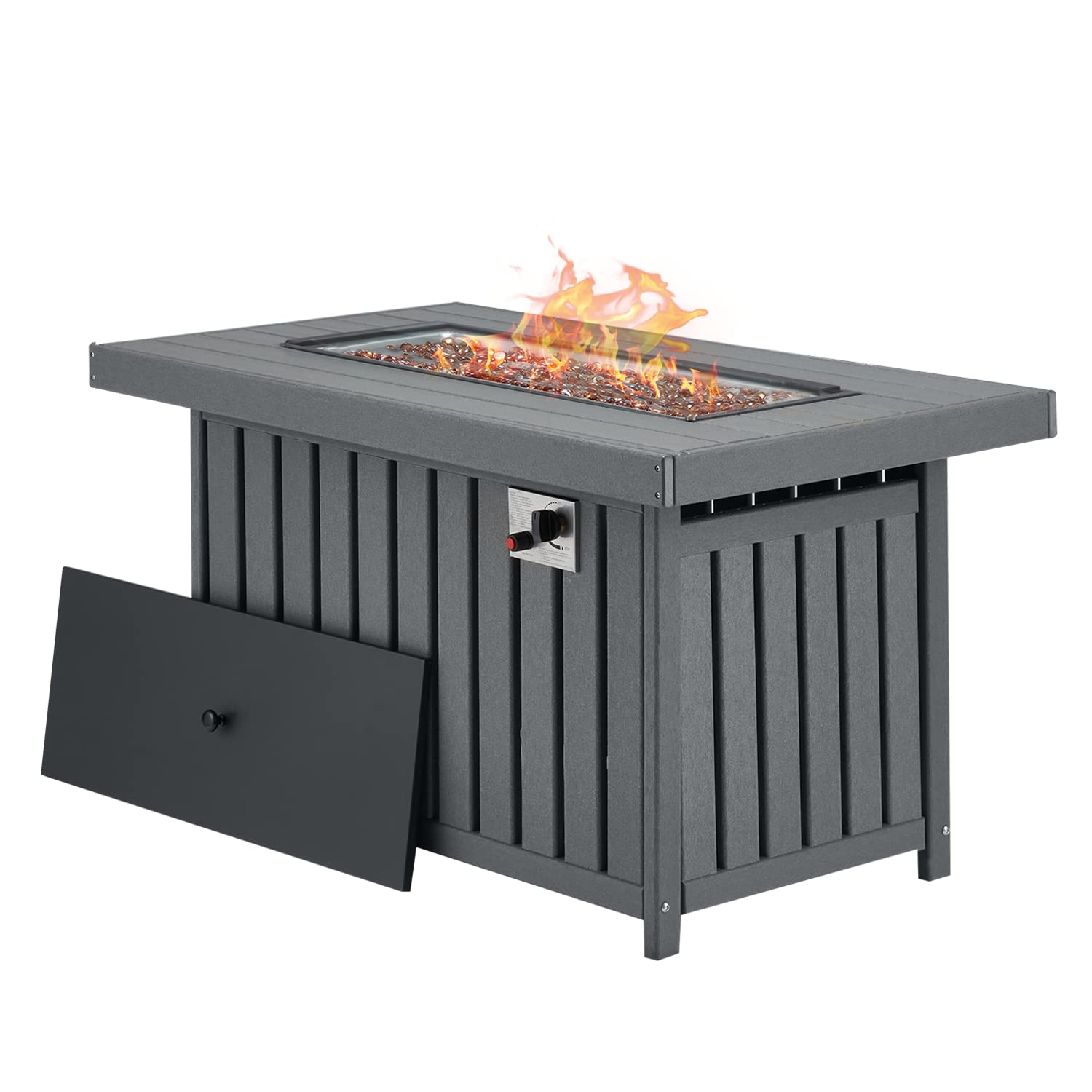 EROMMY Gas Fire Pit Table,38 Inch 50,000 BTU Round Propane Firepits with Lid and Fire Glass,CSA Certification,Add Warmth and Ambience to Gatherings and Parties on Patio Deck Garden Backyard,Brown