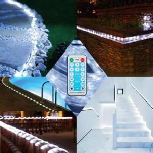 196ft 600 LED Outdoor Waterproof Rope Lights with Remote - 60m Solar Powered String Lights with Timer for Garden, Deck, Patio, Pool, Yard Decor