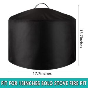 Fire Pit Cover for Solo Stove 15 Inch,Ranger Solo Stove Waterproof Cover,Round Waterproof Fire Pit Protective Accessories for Outdoor Camping,Black,17.7" D x 13.7"H