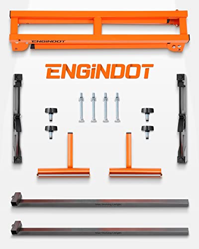 ENGiNDOT Miter Saw Stand with Durable Iron Skeleton frame, 21.6lbs Lightweight Saw Stand, 76-4/5'' Max Sliding Rail, Compatible & Portable, Quick to Install and Remove, Compatible with Most Brands