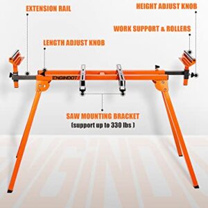 ENGiNDOT Miter Saw Stand with Durable Iron Skeleton frame, 21.6lbs Lightweight Saw Stand, 76-4/5'' Max Sliding Rail, Compatible & Portable, Quick to Install and Remove, Compatible with Most Brands