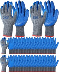 haysandy 36 pairs rubber latex double coated gloves large gardening gloves blue construction gloves for men rubber coated gloves for outdoor