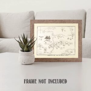 Classic Winnie the Pooh Decorations - Map of The Hundred Acre Wood - 11x14 Unframed Print - Pooh Bear Art, Classic Winnie the Pooh Nursery Decor, Playroom Pooh Bear Decals, Winnie the Pooh Wall Decor