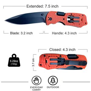 MADSABRE Folding Pocket Knife, Gift for Men, Folding Knives with Liner Lock, Multifunction Tools Knife for Hiking, Camping, Survival, Hunting, Camping Knife with Pocketclip