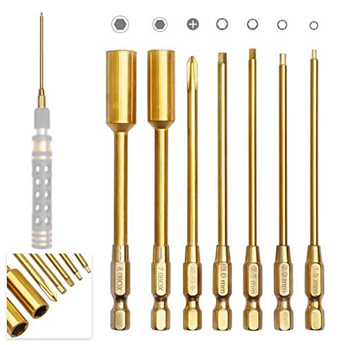 GoHobby Hex Head Allen Wrench Drill Bit Set 1.5mm 2.0mm 2.5mm 3.0mm Hex Nut Driver Bits for M4 M5 Lock Nuts Compatible with Electric Screwgun Power Drill RC Hobby Tools Kit