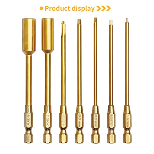 GoHobby Hex Head Allen Wrench Drill Bit Set 1.5mm 2.0mm 2.5mm 3.0mm Hex Nut Driver Bits for M4 M5 Lock Nuts Compatible with Electric Screwgun Power Drill RC Hobby Tools Kit