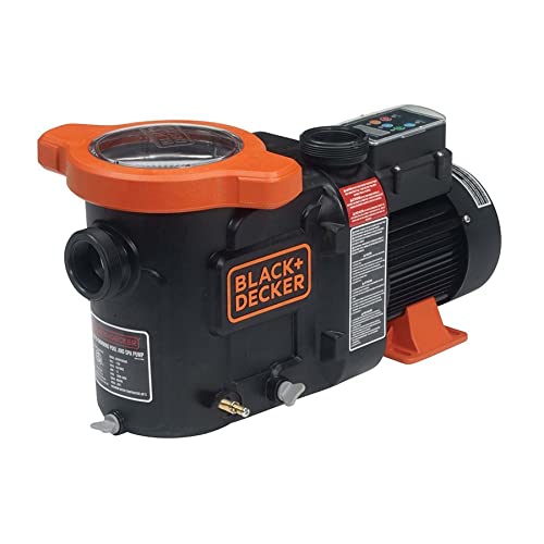 BLACK+DECKER Pool Pump, Energy Efficient Variable Speed Pool Pump for Above Ground Pools with Filter Basket, 1HP