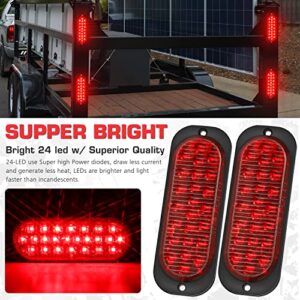 LINKITOM Oval Aluminum Housing Ultra Slim Trailer Lights, 24-LED Brake Turn Signal Side Marker Tail Lights for Boat Trailer Truck RV[Surface Mount] [DOT Certified] [IP67]