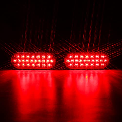 LINKITOM Oval Aluminum Housing Ultra Slim Trailer Lights, 24-LED Brake Turn Signal Side Marker Tail Lights for Boat Trailer Truck RV[Surface Mount] [DOT Certified] [IP67]