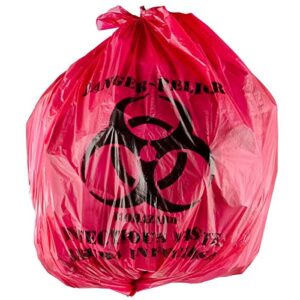 red isolation infectious waste bag/biohazard bag high density 7 gallon 12 microns 17" x 18" - 100 count