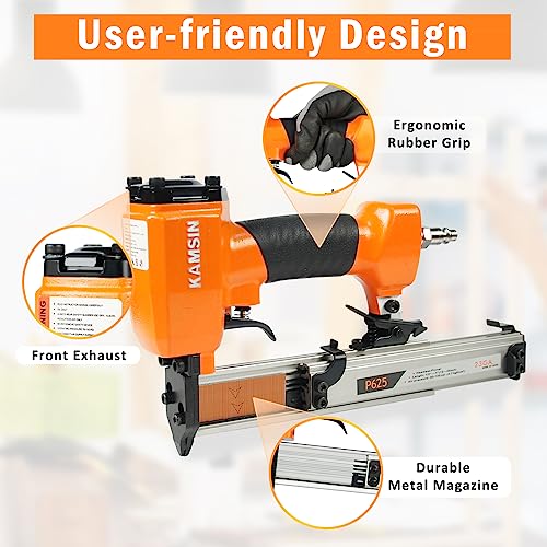 P625 23 Gauge Pneumatic Pin Nailer Accepts 3/8" to 1" Pin Nails, Headless Pinner/Pin Nail Gun for Cabinet, Windows, Doors, and Woodworking