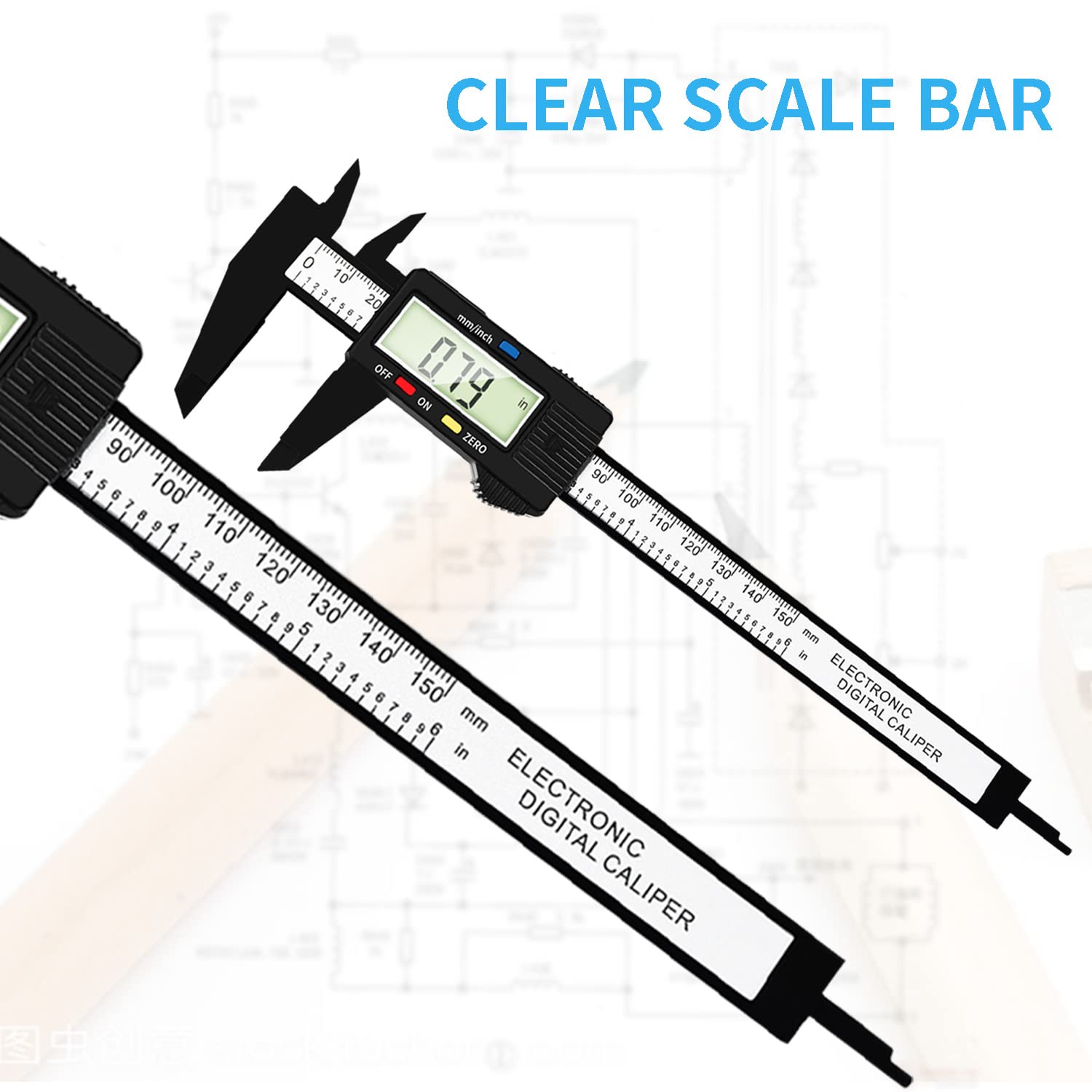 Caliper Measuring Tool,PIUBERS Electronic Vernier Caliper, Digital Caliper 6 Inch with Large LCD Screen and Inch MM Metric Conversion Measurement Tool