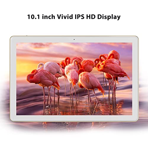 YUMKEM Tablet 10.1 inch, 4GB RAM 64GB Storage, Android 11 Go 10 inch Android Tablets, 1280 X 800 IPS HD Display, Large Battery, Dual Camera, WiFi Only, Gold