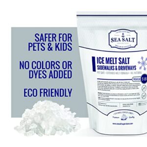 Sea Salt Superstore Ice Melt Salt for Sidewalks and Driveways - All-Natural Sea Salt Deicer, 5 Lb Bag