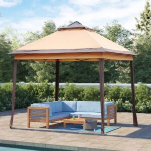 4 sides pop up canopy outdoor canopy patio canopy with mosquito netting double-roofed & extended eaves