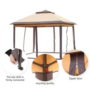 4 Sides Pop Up Canopy Outdoor Canopy Patio Canopy with Mosquito Netting Double-roofed & Extended Eaves