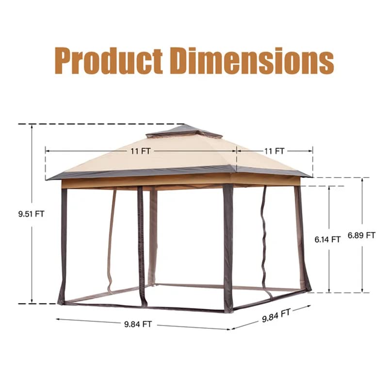 4 Sides Pop Up Canopy Outdoor Canopy Patio Canopy with Mosquito Netting Double-roofed & Extended Eaves