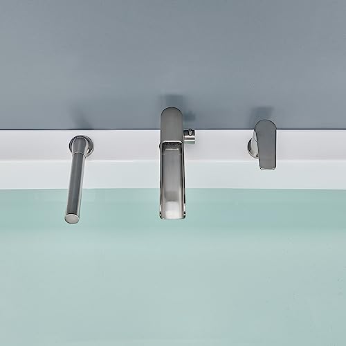 Wowkk Waterfall Roman Tub Faucet Brushed Nickel Deck Mount Bathtub Faucets Brass Tub Filler Bathroom Faucets with Hand Shower