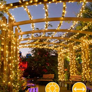 Ollny Solar String Lights Outdoor Waterproof Warm White & Multicolor 2 Pack Each 98Ft 300LED, 11 Modes Super Bright Fairy Lights, Outdoor Christmas Tree Lights for Outside Garden Patio Wedding Party