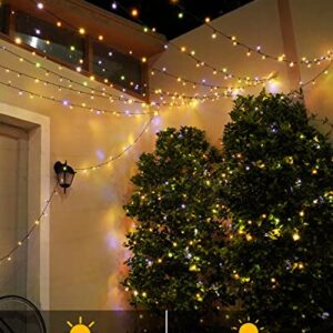 Ollny Solar String Lights Outdoor Waterproof Warm White & Multicolor 2 Pack Each 98Ft 300LED, 11 Modes Super Bright Fairy Lights, Outdoor Christmas Tree Lights for Outside Garden Patio Wedding Party