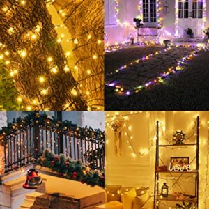 Ollny Solar String Lights Outdoor Waterproof Warm White & Multicolor 2 Pack Each 98Ft 300LED, 11 Modes Super Bright Fairy Lights, Outdoor Christmas Tree Lights for Outside Garden Patio Wedding Party