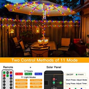 Ollny Solar String Lights Outdoor Waterproof Warm White & Multicolor 2 Pack Each 98Ft 300LED, 11 Modes Super Bright Fairy Lights, Outdoor Christmas Tree Lights for Outside Garden Patio Wedding Party