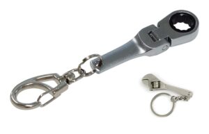 gt//rotors 10mm ratchet wrench keychain key ring (free bonus: toy spanner keychain)