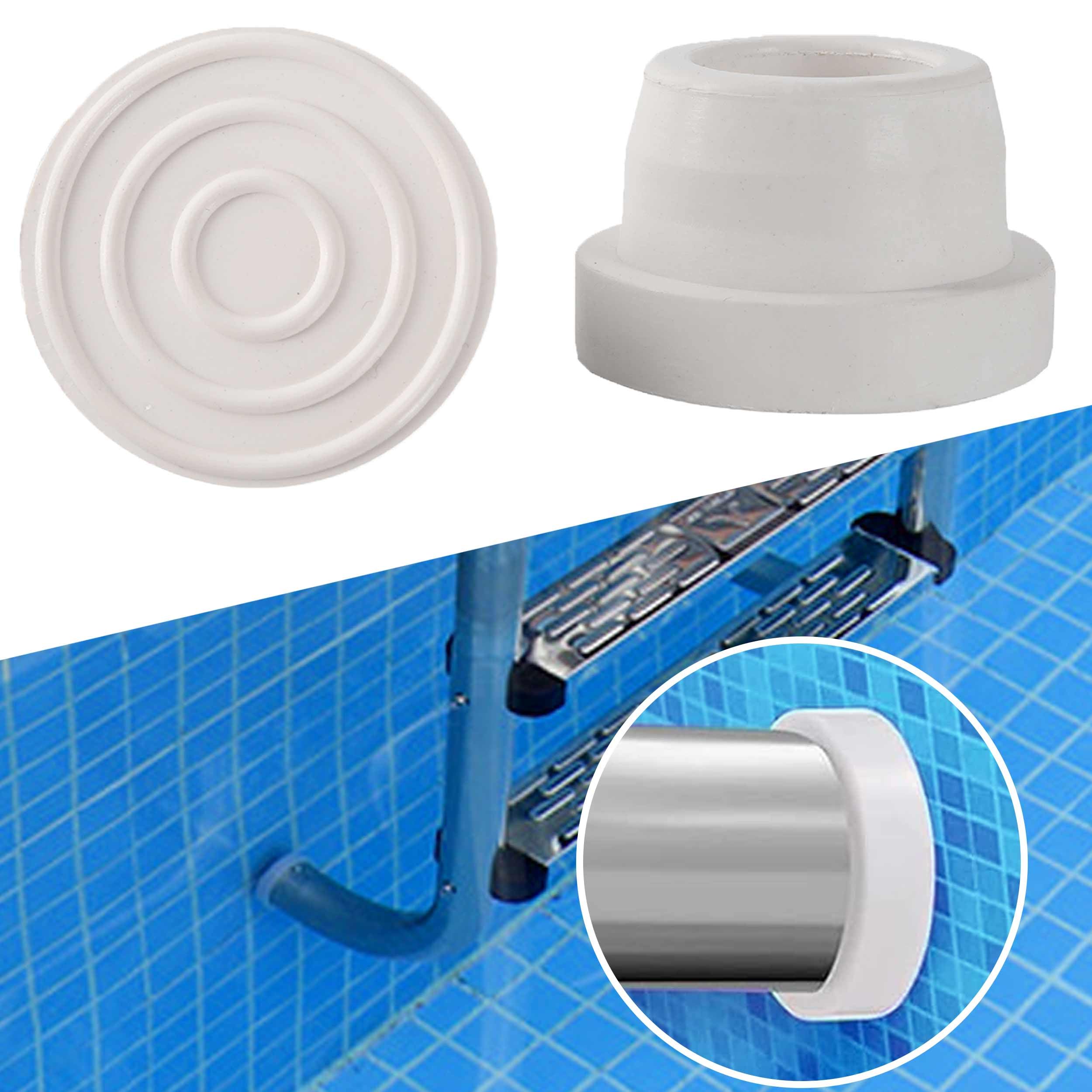 TonGass (2-Pack) Rubber Inground Pool Ladder Bumpers (White) - Fits 1.90” Swimming Pool Ladder Tubing - Inside Plug Bumper Cap