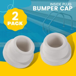 TonGass (2-Pack) Rubber Inground Pool Ladder Bumpers (White) - Fits 1.90” Swimming Pool Ladder Tubing - Inside Plug Bumper Cap