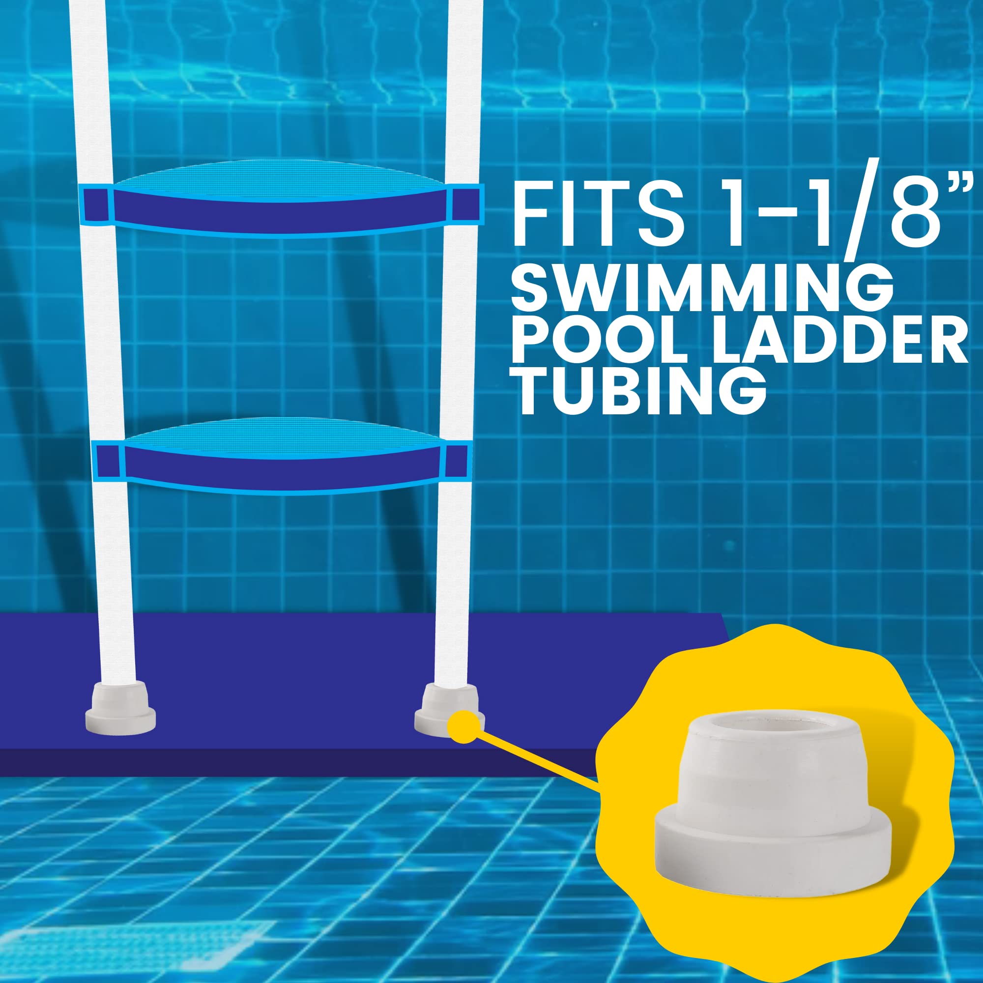 TonGass (2-Pack) Rubber Inground Pool Ladder Bumpers (White) - Fits 1.90” Swimming Pool Ladder Tubing - Inside Plug Bumper Cap