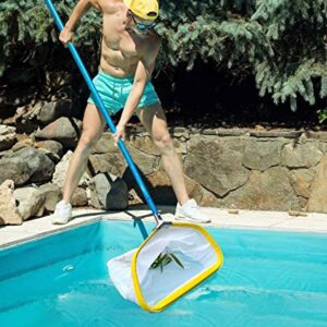 PetZon Professional Pool Net, Heavy Duty Skimmer Rake with Aluminum Frame, Fine Mesh Deep Bag Scoop for Cleaning Swimming Pool Leaf Pollen Silt, Pool Rake 19.5 inch