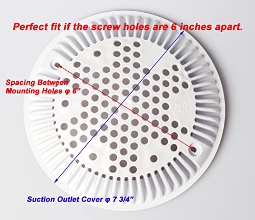 TonGass 8" Bottom Main Pool Drain Cover Replacement for Inground Pools Compatible with Hayward Suction and Dual Suction Outlet WGX1048E