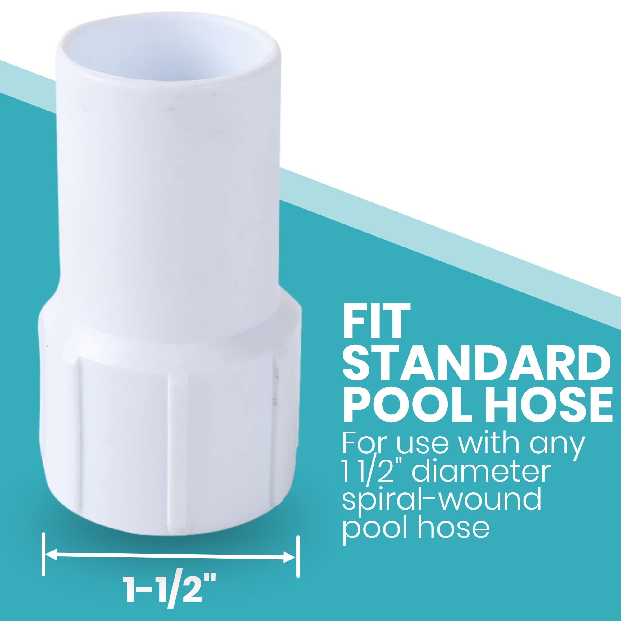 (2-Pack) 1-1/2" Pool Hose Cuff - Threaded Hose Cuff for Spiral Wound Swimming Pool Vacuum Hose - Connects the Vacuum Head to the Vacuum Skimmer Inlet - Made of Highly Durable ABS Plastic