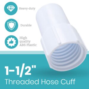 (2-Pack) 1-1/2" Pool Hose Cuff - Threaded Hose Cuff for Spiral Wound Swimming Pool Vacuum Hose - Connects the Vacuum Head to the Vacuum Skimmer Inlet - Made of Highly Durable ABS Plastic