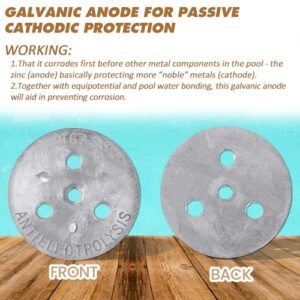 TonGass Zinc Anode Weight - Anti-Electrolysis Sacrificial Anode - Galvanic Anode for Passive Cathodic Protection - Bolts Inside or Outside Skimmer Baskets - Salt System Swimming Pool Must-Have