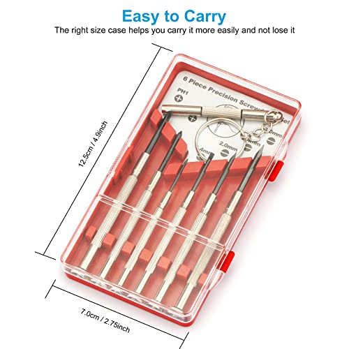 Meet Beauty 7PCS Mini Screwdriver Set, Sturdy Small Screwdriver Sets with Case, 4 Flathead, 2 Phillips, 1 Keychain Precision Screwdriver, Suitable For Eyeglass, Toys, Watch Repair