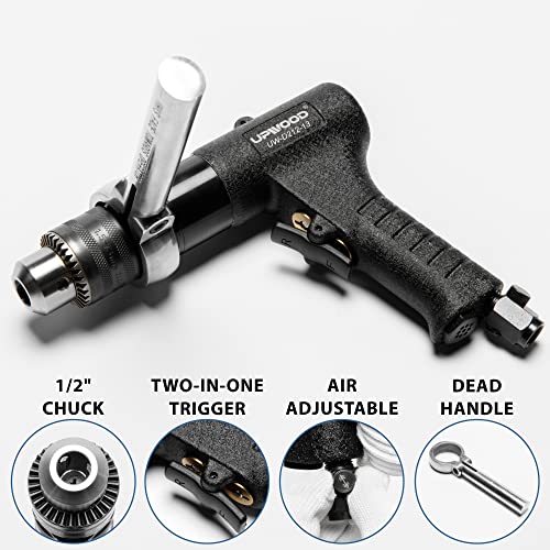 1/2” Reversible Air Drill, Heavy Duty 700 RPM Pistol Grip Handle (1/2 Reversible Drill)