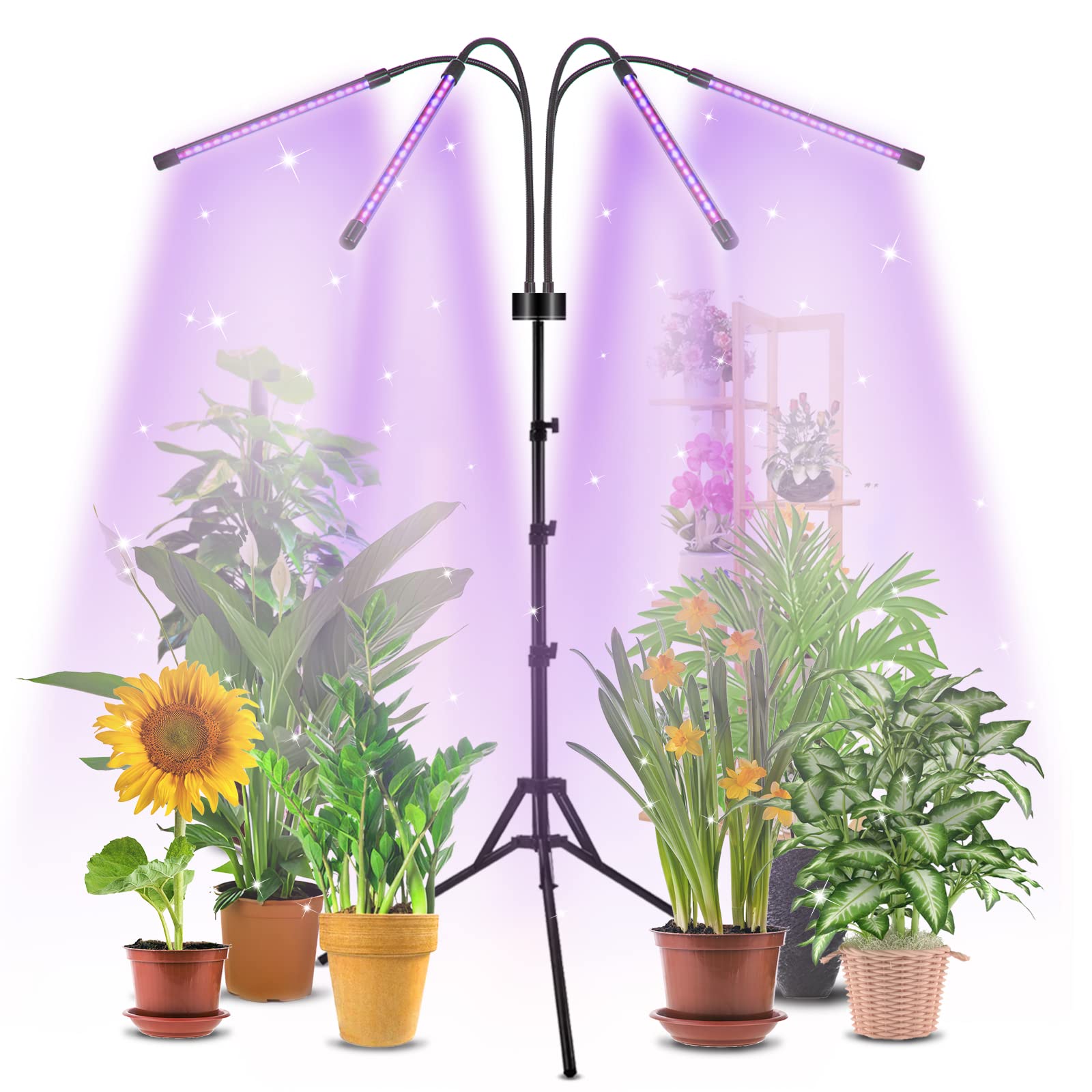 Grow Lights for Indoor Plants Full Spectrum,80LEDs Plant Light for Indoor Plants with 15"-60" Adjustable Tripod,4 Head