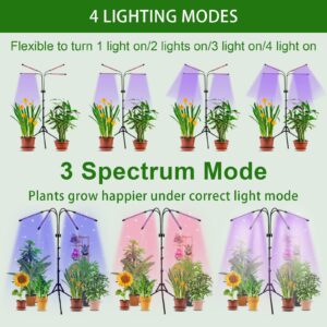 Grow Lights for Indoor Plants Full Spectrum,80LEDs Plant Light for Indoor Plants with 15"-60" Adjustable Tripod,4 Head