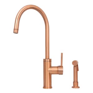 one-handle widespread kitchen faucet with side sprayer (copper)