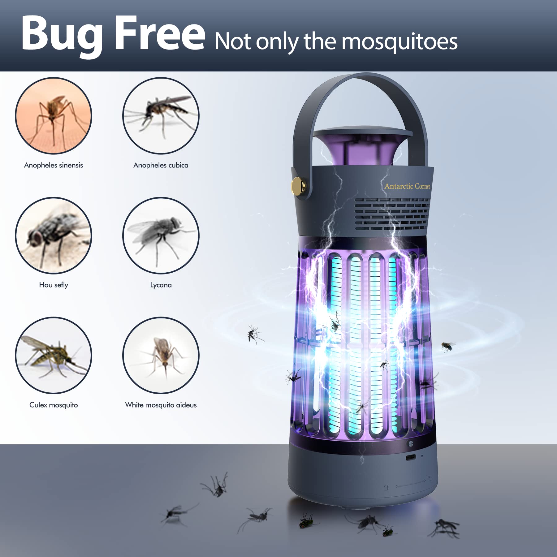 Antarctic Corner Bug Zapper Indoor Insect Trap Fly Gnat Mosquito Catcher with 22 Led UV Lights and Quiet Suction Design for Home