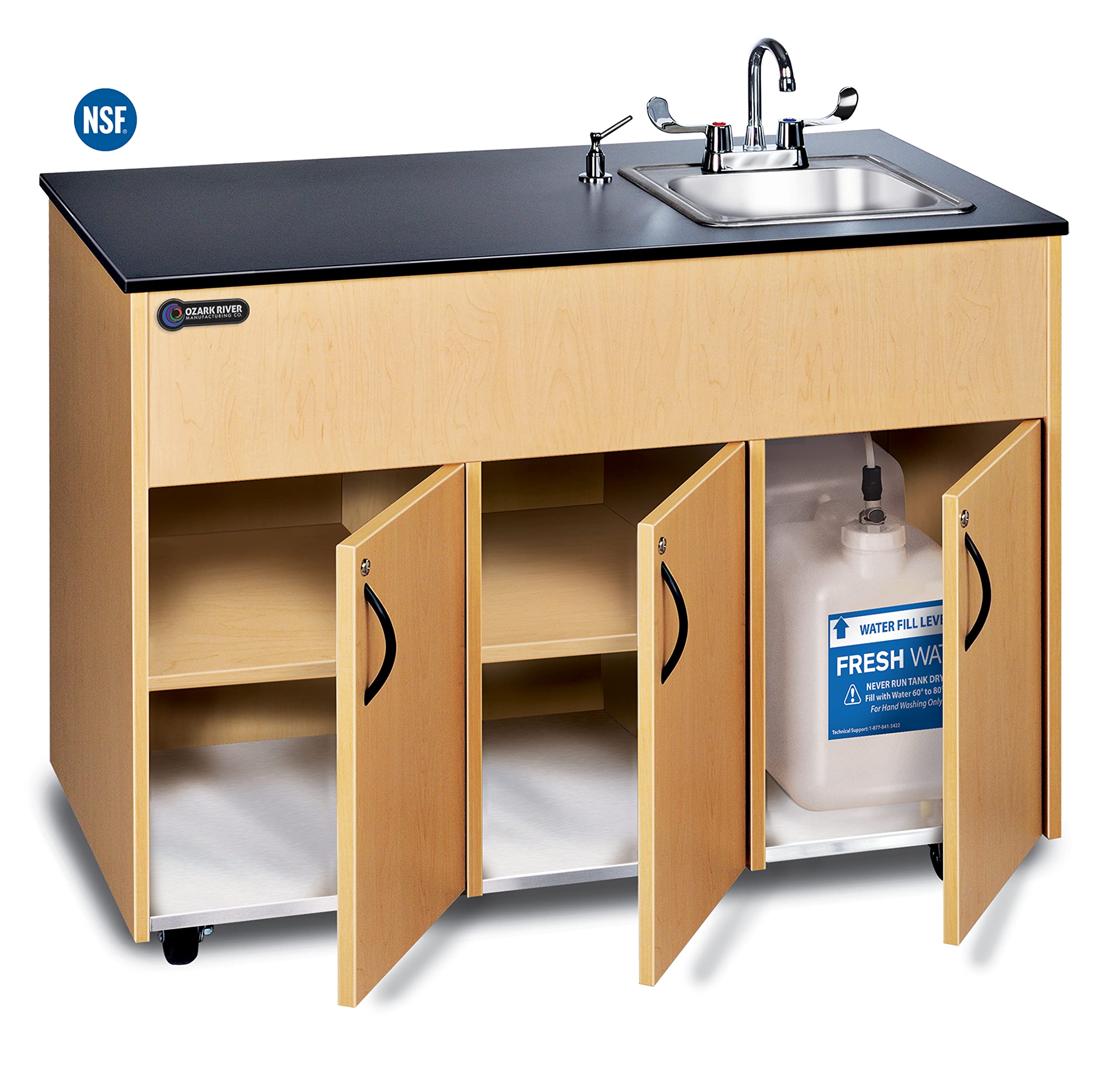 Ozark River Advantage Self Contained Portable Hot Water Handwashing Sink NSF Certified (Laminate Countertop, Maple)