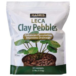 harris leca expanded clay pebbles for plants, 2.5lb for indoor, outdoor and hydroponic growing brown